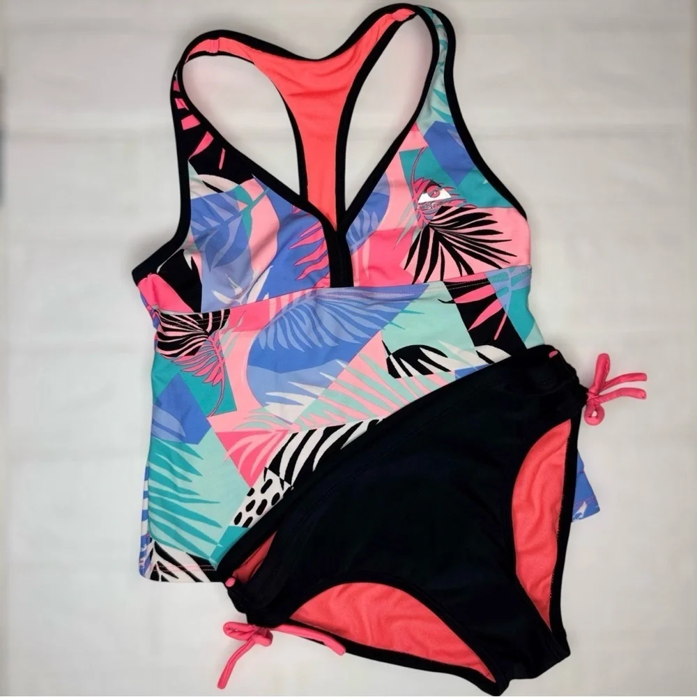 Gerry Sz 10 Girls Colorful Tropical Print Bikini Set